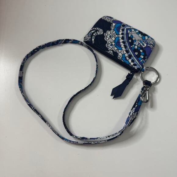 NWT VERA BRADLEY Iconic Zip ID Lanyard Deep Night Paisley Blue Purple - Picture 3 of 3